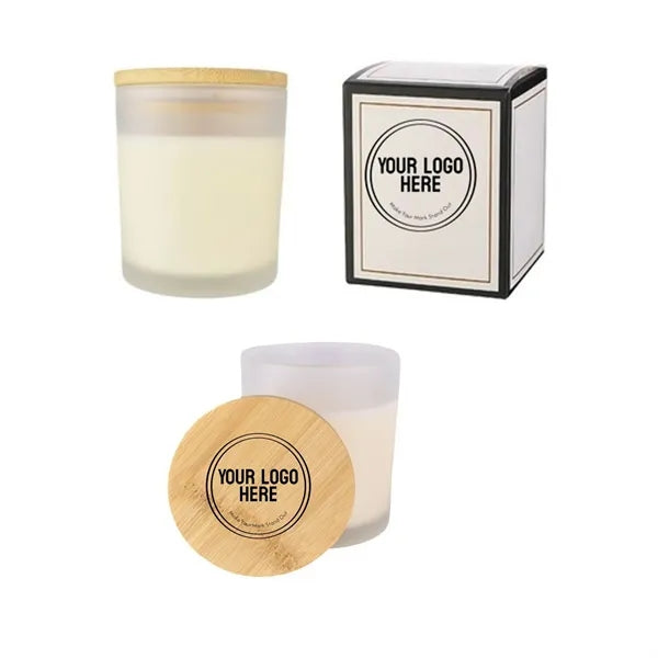 10 Oz. Luxury Soy Wax Candle in Glass Jar w/Bamboo Lid