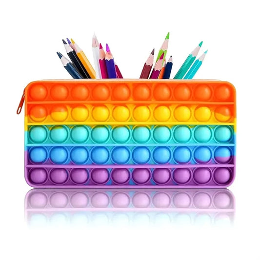 Rainbow Silicone Pop Bubble Pencil Case