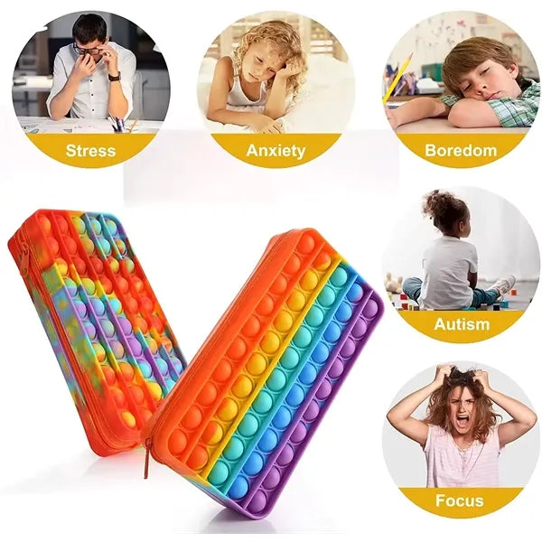 Rainbow Silicone Pop Bubble Pencil Case