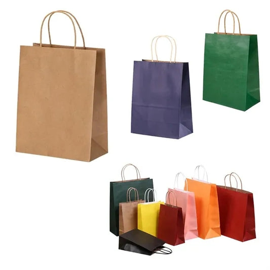 Recycled Kraft Paper Gift Tote Bag with Twisted Handle