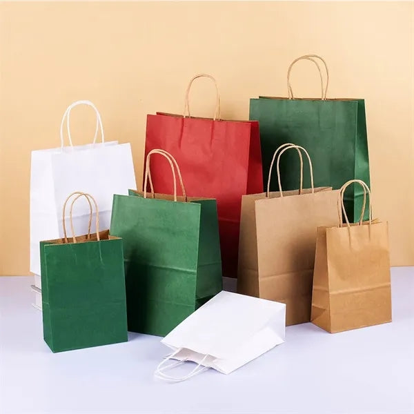 Recycled Kraft Paper Gift Tote Bag with Twisted Handle