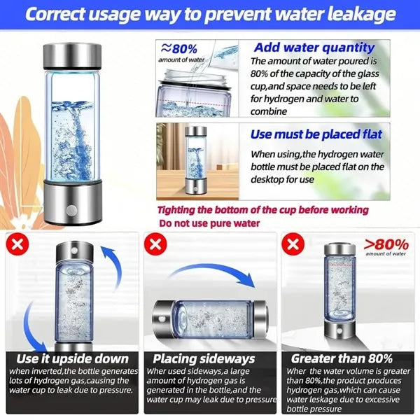 Hydrogen Water Bottle Generator SPE/PEM Tech Water Ionizer