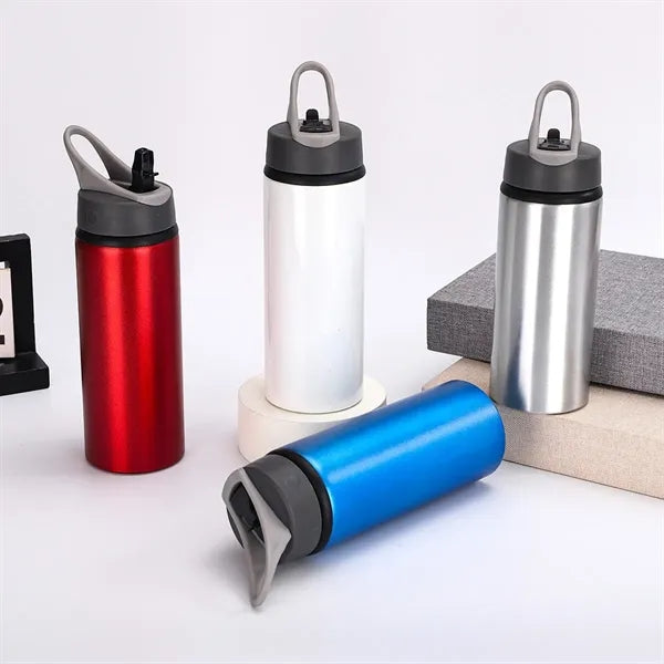 24 Oz Sip And Flip Aluminum Water Bottle With Straw
