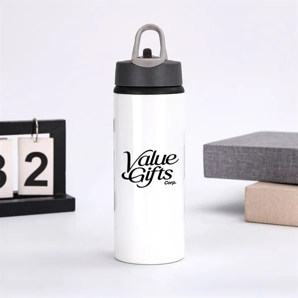 24 Oz Sip And Flip Aluminum Water Bottle With Straw