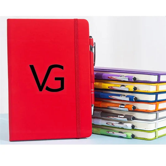 Hardcover A5 Lined Notebook With Pen