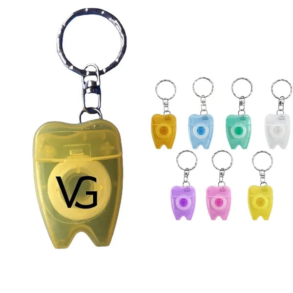 Tooth Shaped Dental Floss Keychain
