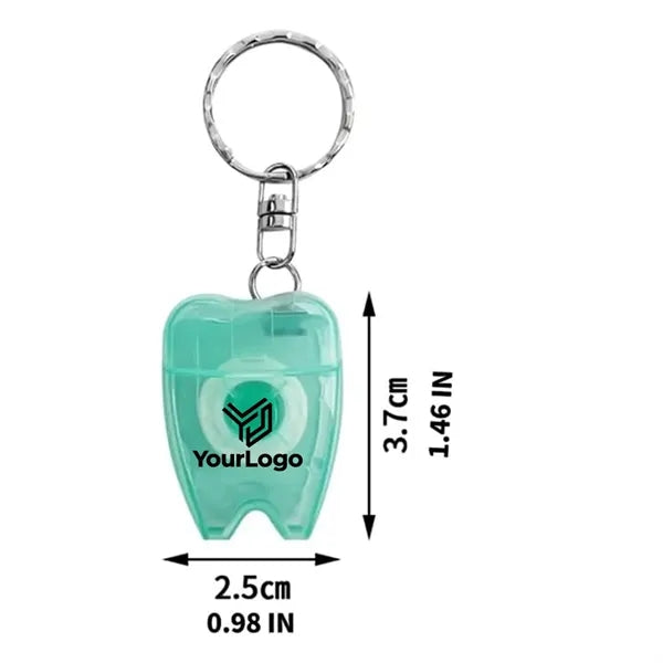 Tooth Shaped Dental Floss Keychain