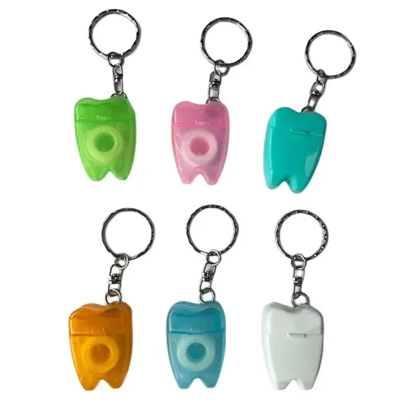 Tooth Shaped Dental Floss Keychain