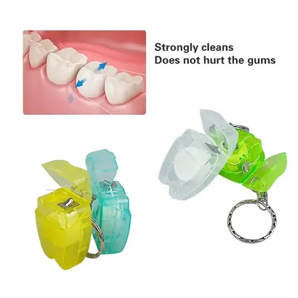 Tooth Shaped Dental Floss Keychain
