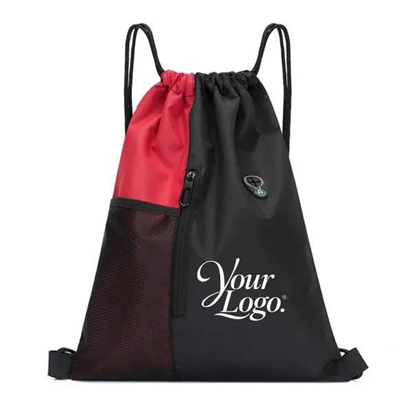 Drawstring Backpack With Headphone Jack And Side Mesh