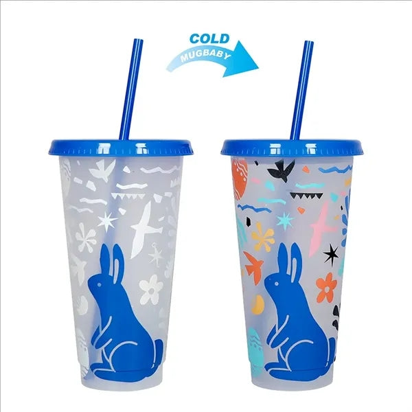 Christmas 24 Oz Color Changing Straw Cup When Cold