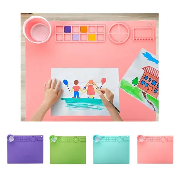 Silicone Painting Mat With Cup And Color Palette