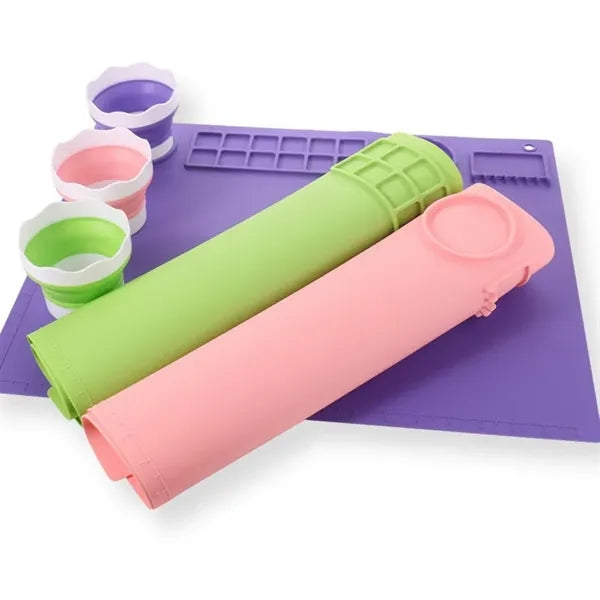 Silicone Painting Mat With Cup And Color Palette