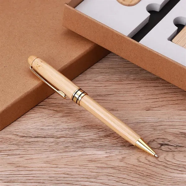 Eco Bamboo Gift Set (Pen, Business Card Holder & Keychain)