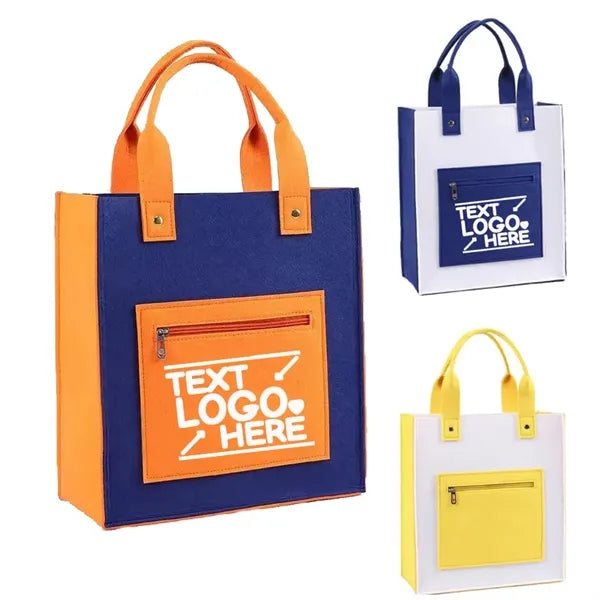Eco-Friendly Felt Tote Bag With Zippered Pocket