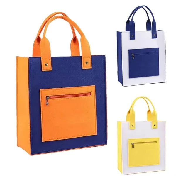 Eco-Friendly Felt Tote Bag With Zippered Pocket