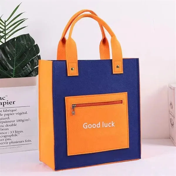 Eco-Friendly Felt Tote Bag With Zippered Pocket