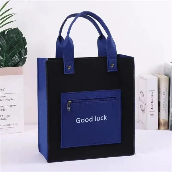 Eco-Friendly Felt Tote Bag With Zippered Pocket