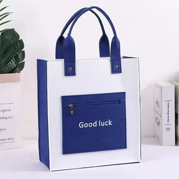 Eco-Friendly Felt Tote Bag With Zippered Pocket