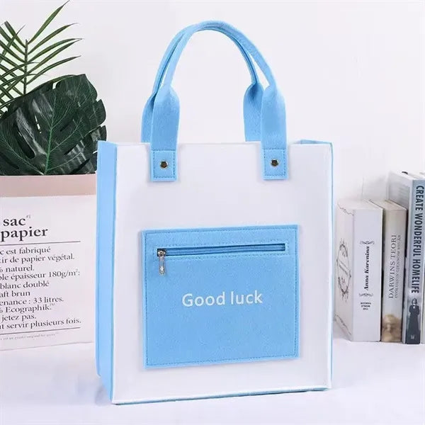 Eco-Friendly Felt Tote Bag With Zippered Pocket
