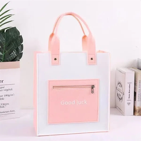 Eco-Friendly Felt Tote Bag With Zippered Pocket