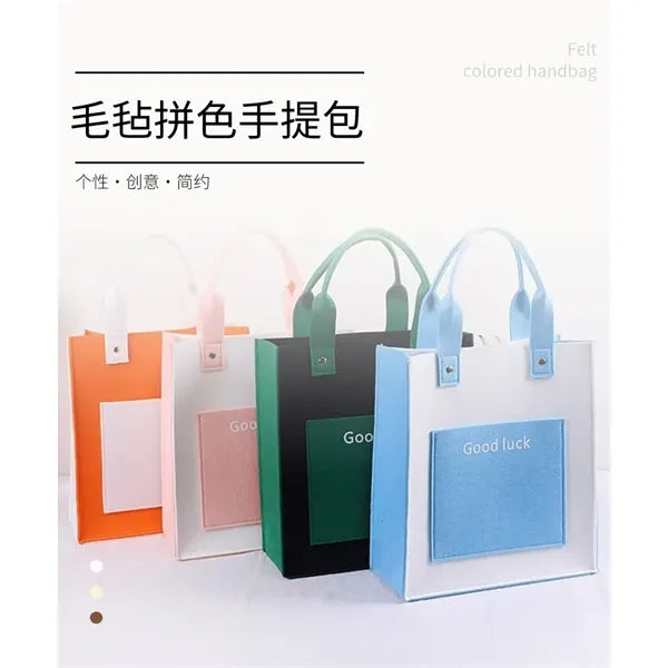Eco-Friendly Felt Tote Bag With Zippered Pocket