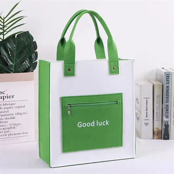 Eco-Friendly Felt Tote Bag With Zippered Pocket
