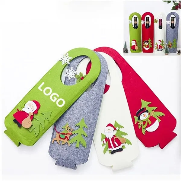 Christmas Felt Portable Wine Carrier Bag