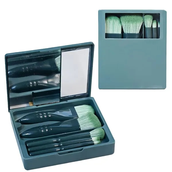 Portable 5-Piece Makeup Brush Set With Mirror