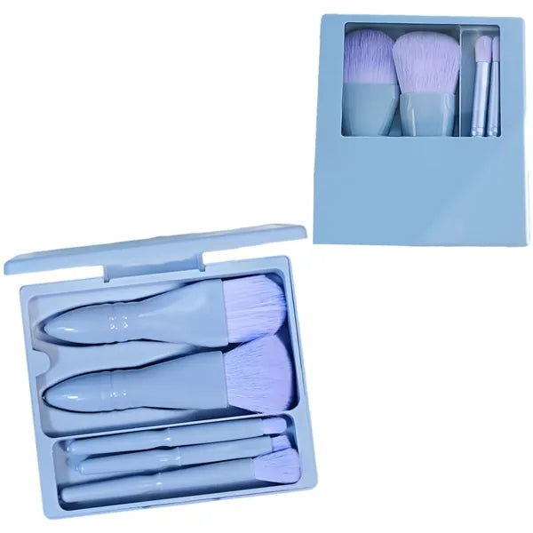 Portable 5-Piece Makeup Brush Set With Mirror