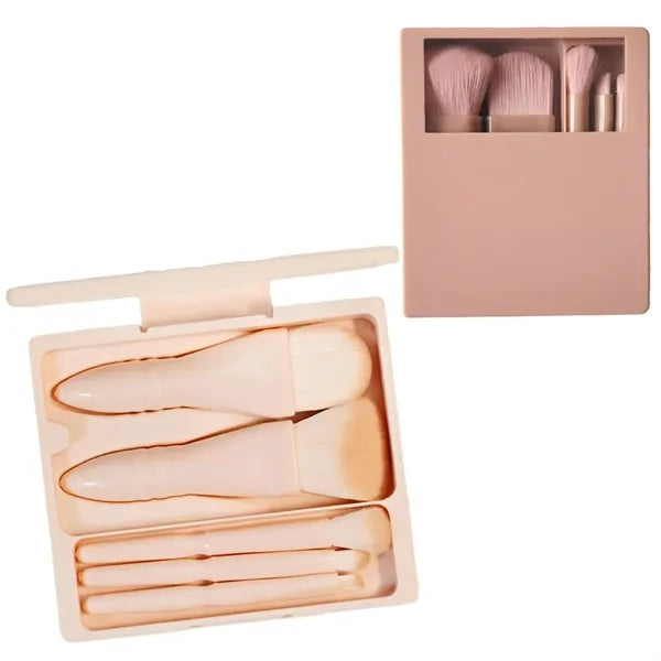 Portable 5-Piece Makeup Brush Set With Mirror