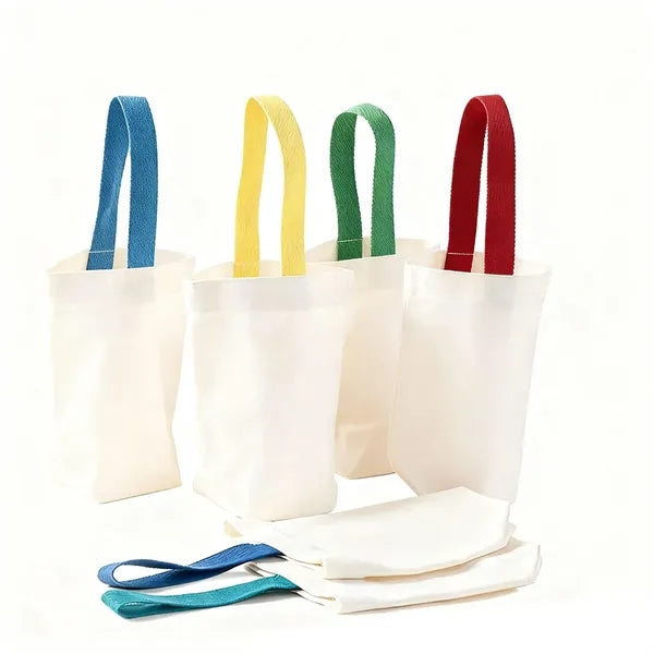 Simple Canvas Water Bottle Carrier Bag