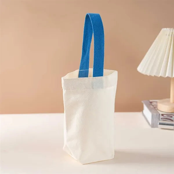 Simple Canvas Water Bottle Carrier Bag