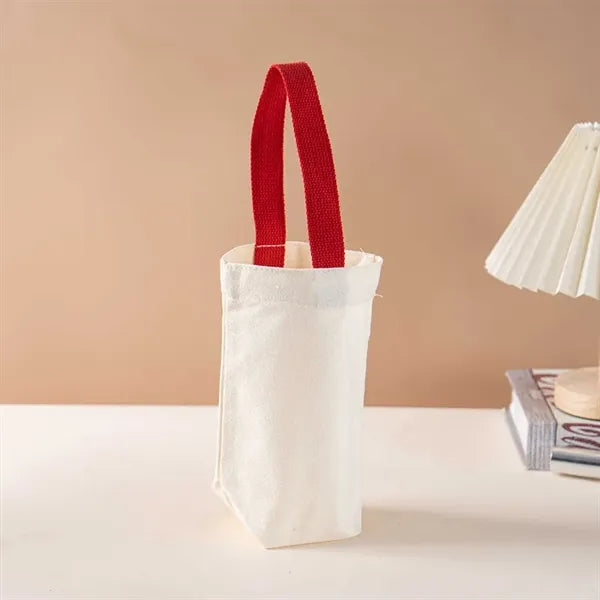 Simple Canvas Water Bottle Carrier Bag