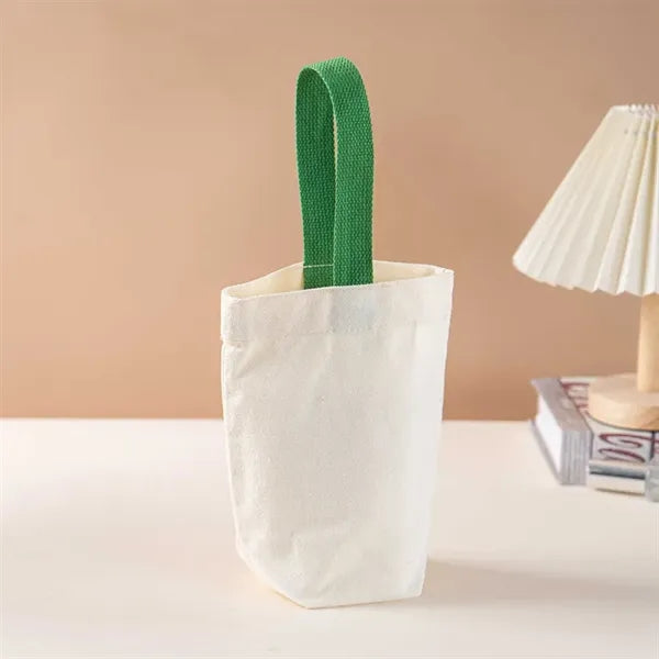 Simple Canvas Water Bottle Carrier Bag