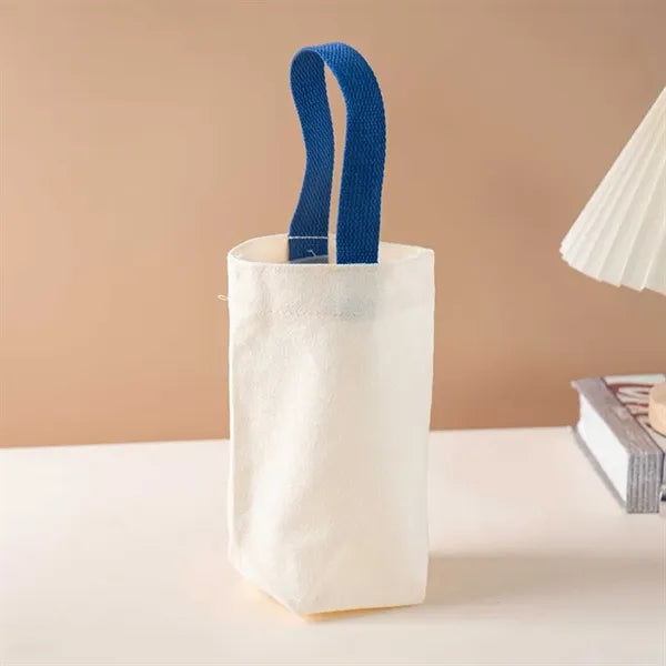 Simple Canvas Water Bottle Carrier Bag