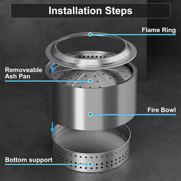 19.5 inch Smokeless FirePit with Carry Bag