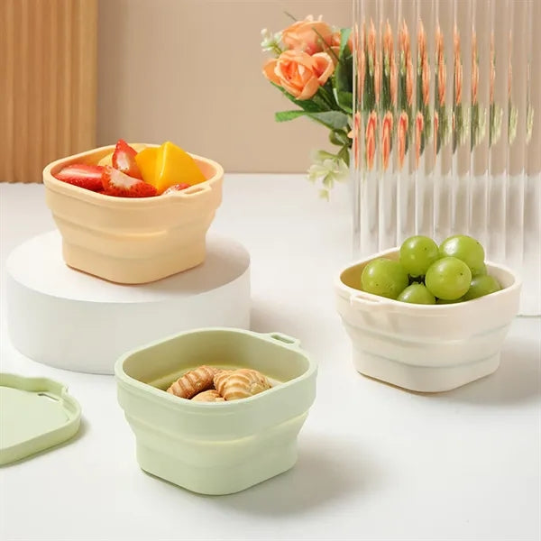 Collapsible Silicone Food Storage Container With Carabiner