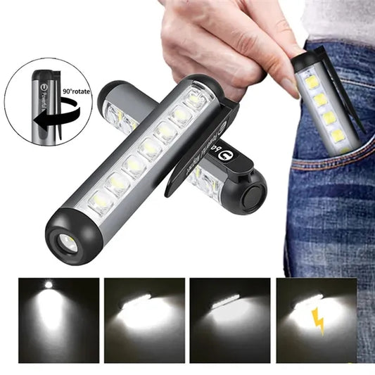 Flashlight USB Rechargeable Magnetic LED - IPX4 Pen Clip
