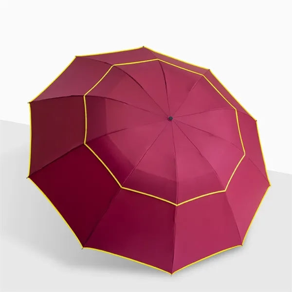 Plastic Handle Double-Layer Three-Fold Impact Cloth Umbrella