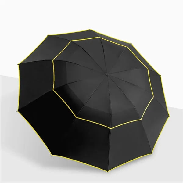 Plastic Handle Double-Layer Three-Fold Impact Cloth Umbrella