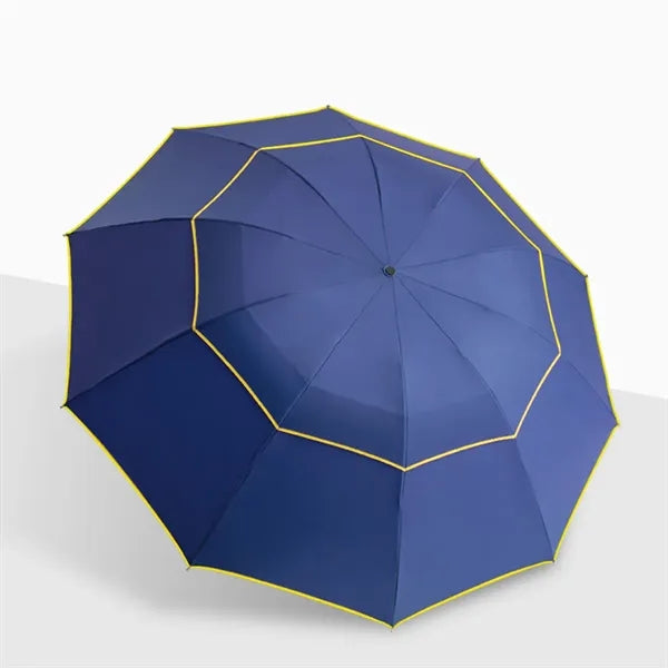 Plastic Handle Double-Layer Three-Fold Impact Cloth Umbrella