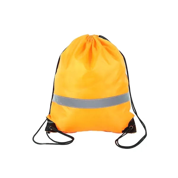 Polyester Drawstring Backpack with Reflective Stripe