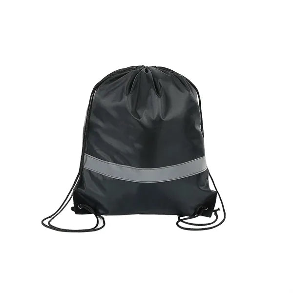 Polyester Drawstring Backpack with Reflective Stripe