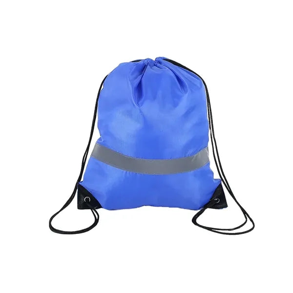 Polyester Drawstring Backpack with Reflective Stripe
