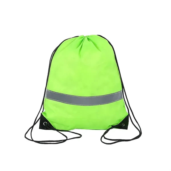 Polyester Drawstring Backpack with Reflective Stripe