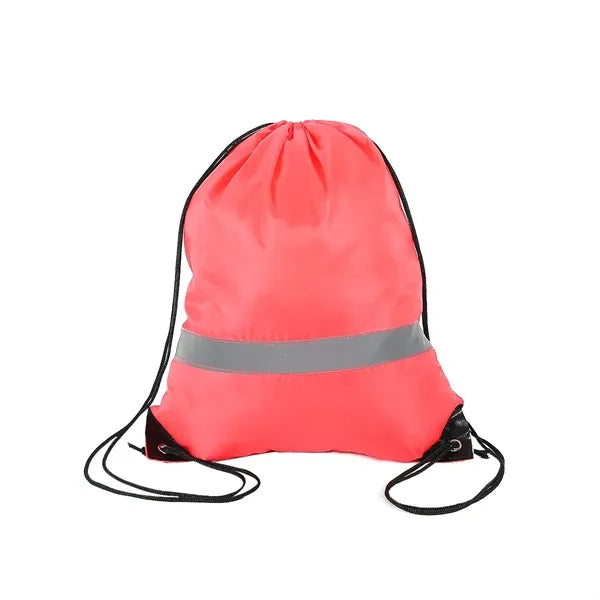Polyester Drawstring Backpack with Reflective Stripe