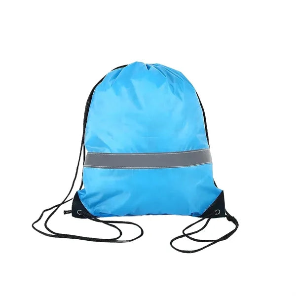 Polyester Drawstring Backpack with Reflective Stripe