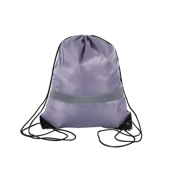 Polyester Drawstring Backpack with Reflective Stripe