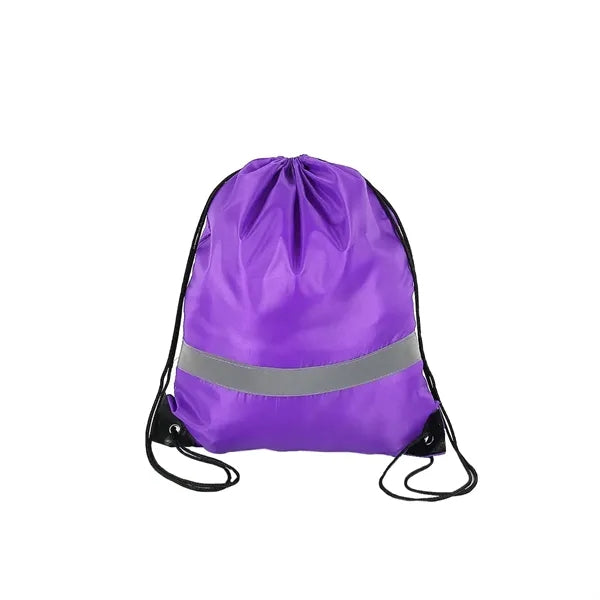Polyester Drawstring Backpack with Reflective Stripe